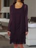 Lässig Rundhals Unifarben Chiffon Kleid