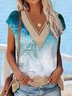 Meerwasser Lässig Spitze Jersey Bluse