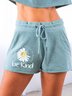 Jersey Lässig Textbriefe Kordelzug Shorts