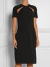 Cut-Outs Unifarben Kurzarm Lässig Tunika Kleid