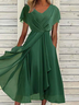 V-Ausschnitt Elegant Chiffon Unifarben Kleid