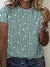 Große Größen Lässig Gestrickt Polka Dots Rundhals T-Shirt
