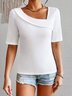 Asymmetrisch Unifarben Lässig Bluse