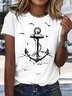 Lässig Rundhals Jersey Print T-Shirt