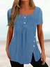 Denim Unifarben Lässig Bluse