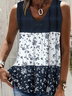 Weit Lässig Blumenmuster Rundhals Tanktop Oberteile