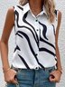 Abstrakt Streifen Lässig Schalkragen Print Bluse