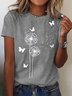 Lockeres Lässiges Looses Shirt mit Rundhalsausschnitt Schmetterlinge
