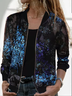 Reißverschluss Lässig Abstrakt Chiffon Jacke