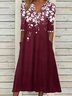 Elegant Weit Geblümt Kleid