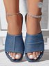 Blau Denim Patchwork Design Flach Pantolette