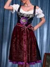 Samt Oktoberfest Bayerisch traditionell Bier Kurzarm Spitze Schleife Kleid mit Gürtel