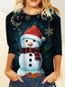 Weihnachten Lässig Rundhals T-Shirt