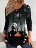 Lässig Halloween V-Ausschnitt T-Shirt
