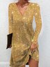 Glitzernd Unifarben Elegant Weit Kleid