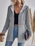 Unifarben Tasche Patchwork Lässig Weit Womens' Tunnelzug Mit Kapuze Jacke