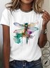 Lässig Rundhals Baumwolle Libelle T-Shirt