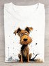 Hund Lässig Baumwolle Weit T-Shirt