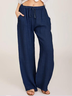 Baumwolle Weit Lässig Unifarben Hose