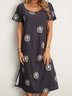 Retro Böhmisches Freizeitkleid mit V-Ausschnitt für Urlaub